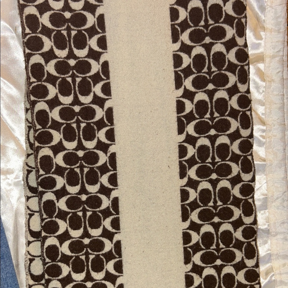 Coach Signature Brown and Cream Scarf - Picture 2 of 3